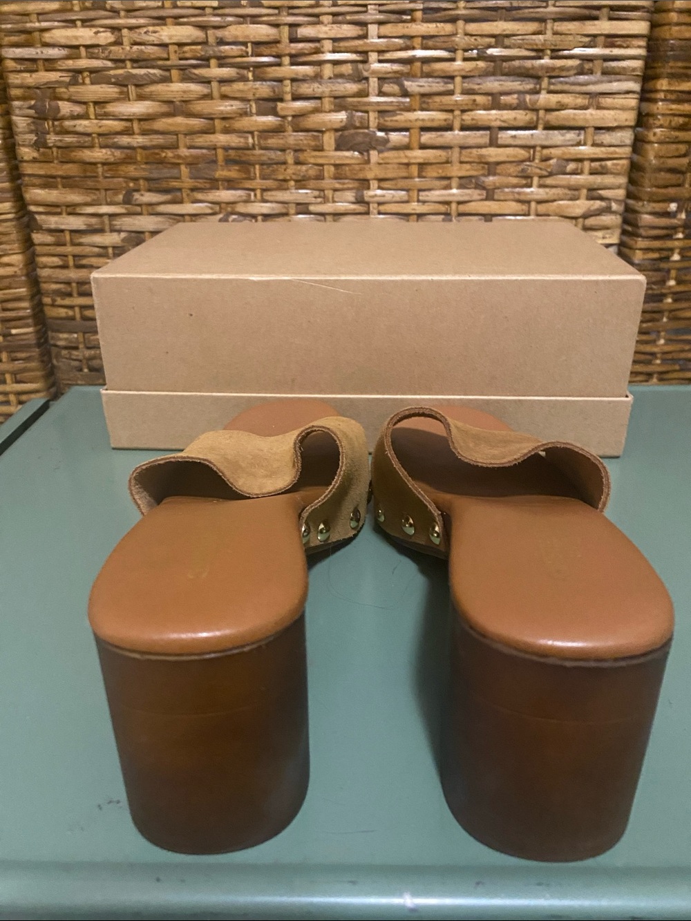 NWOT Christian Di Riccio Italy brown suede heels gold rivets sandals Shoes EU 39 - Picture 4 of 7